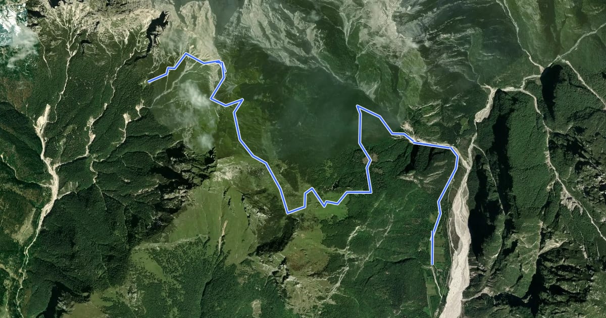 Маршрут Dolomites World Heritage Geotrail 29 на спутниковом снимке