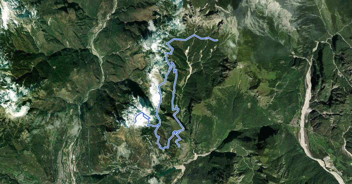 Маршрут Dolomites World Heritage Geotrail 30 на спутниковом снимке