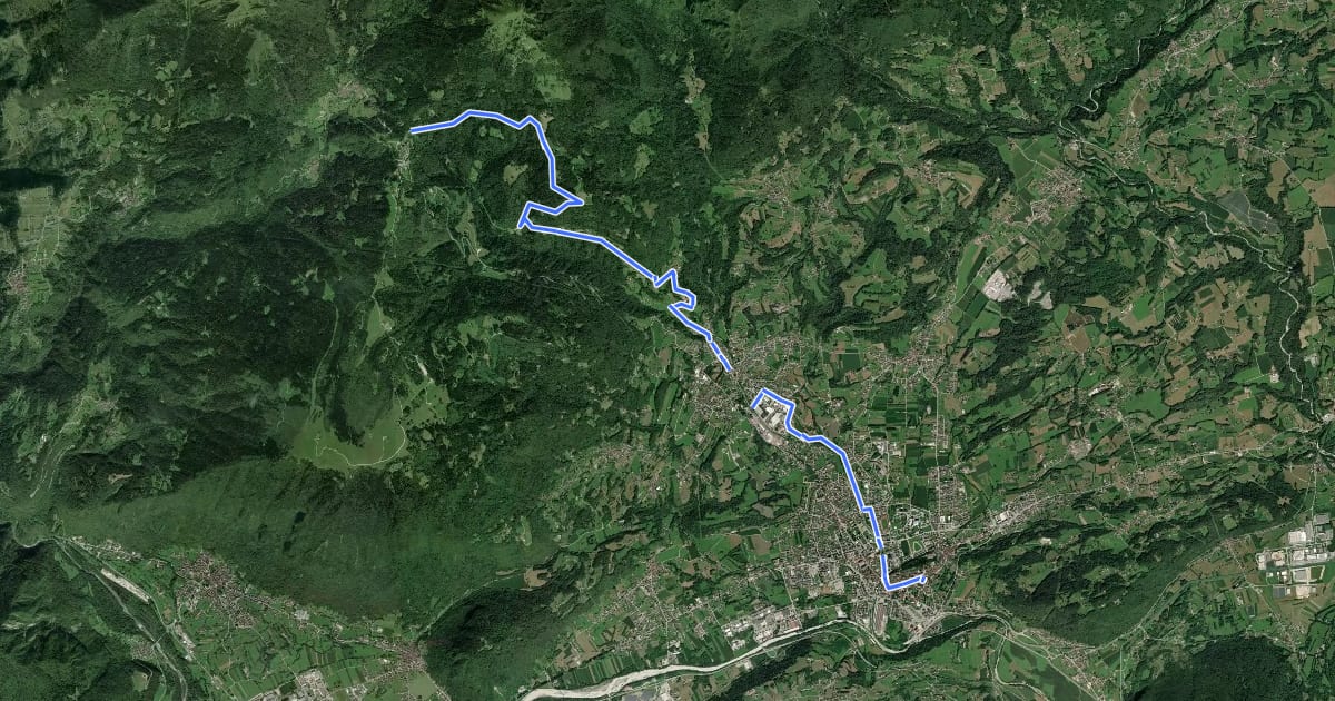 Маршрут Dolomites World Heritage Geotrail 32 на спутниковом снимке