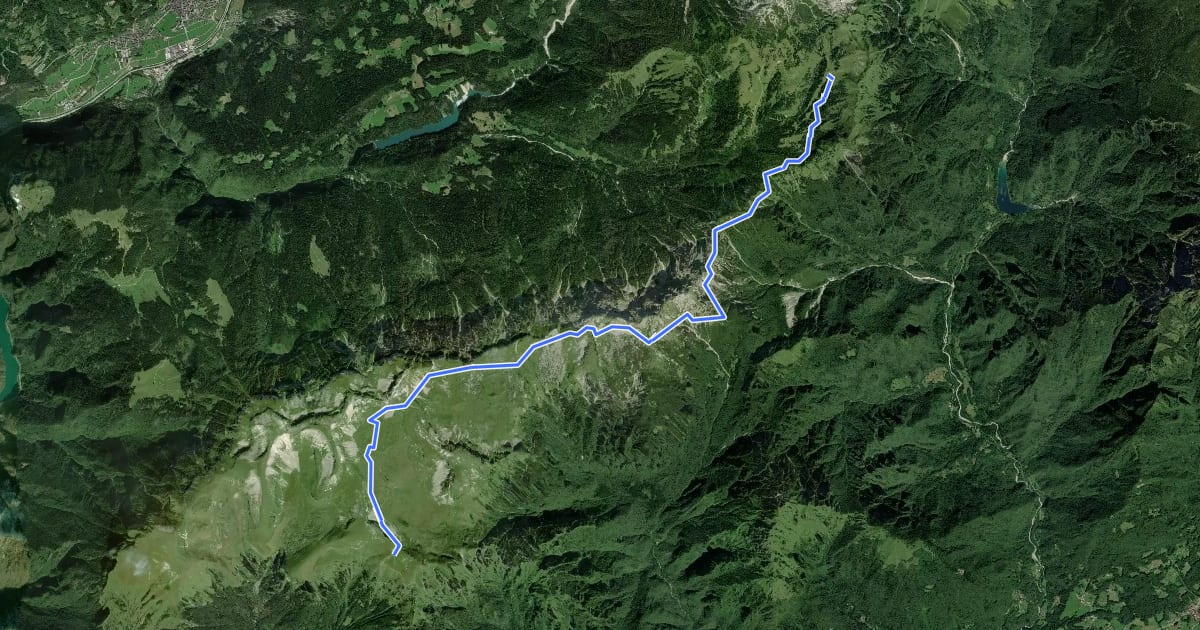 Маршрут Dolomites World Heritage Geotrail 34 на спутниковом снимке