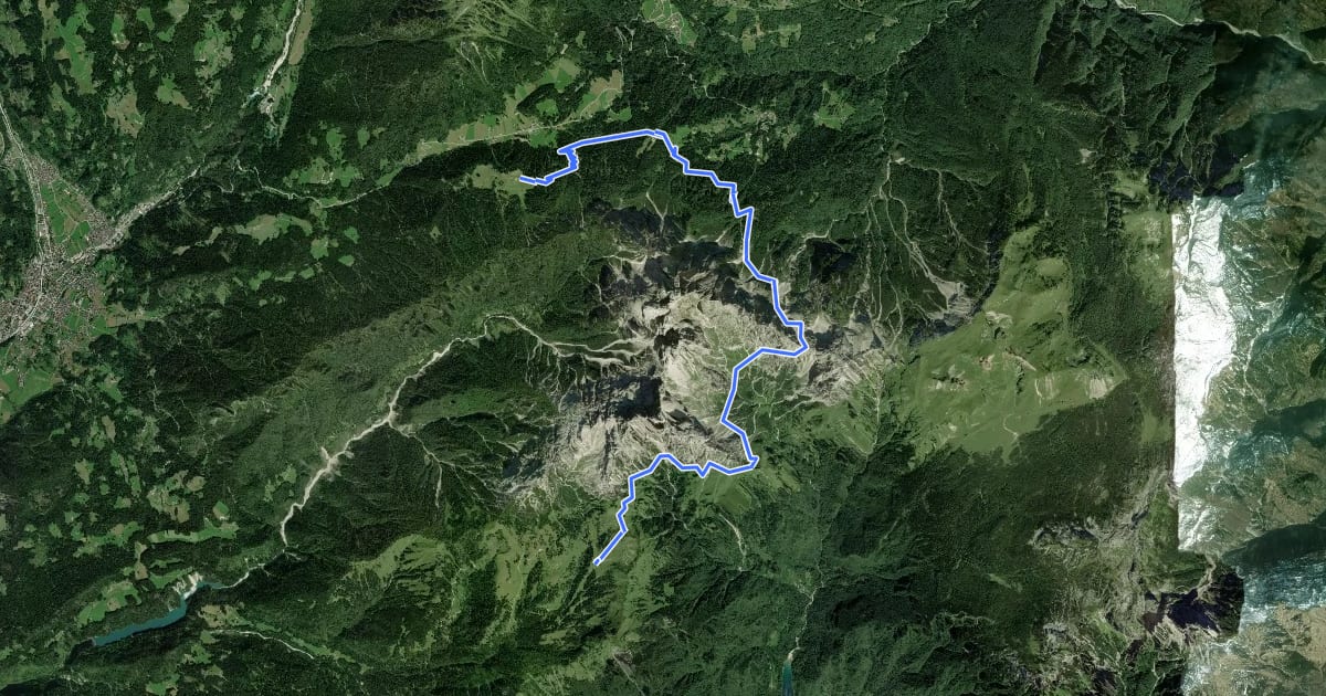 Маршрут Dolomites World Heritage Geotrail 35 на спутниковом снимке