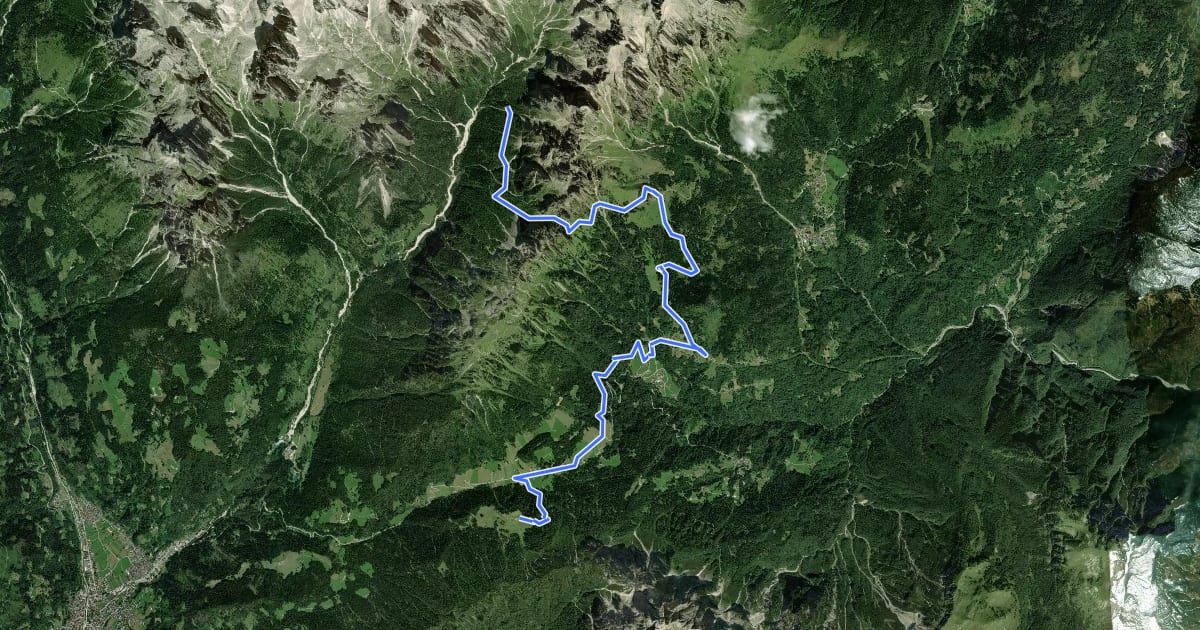 Маршрут Dolomites World Heritage Geotrail 36 на спутниковом снимке