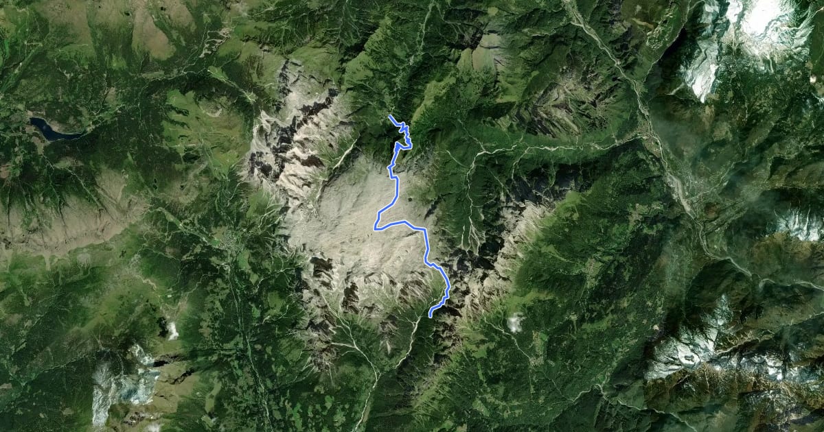 Маршрут Dolomites World Heritage Geotrail 37 на спутниковом снимке