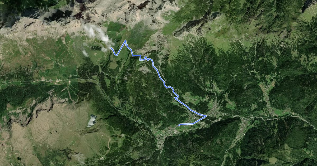 Маршрут Dolomites World Heritage Geotrail 39 на спутниковом снимке