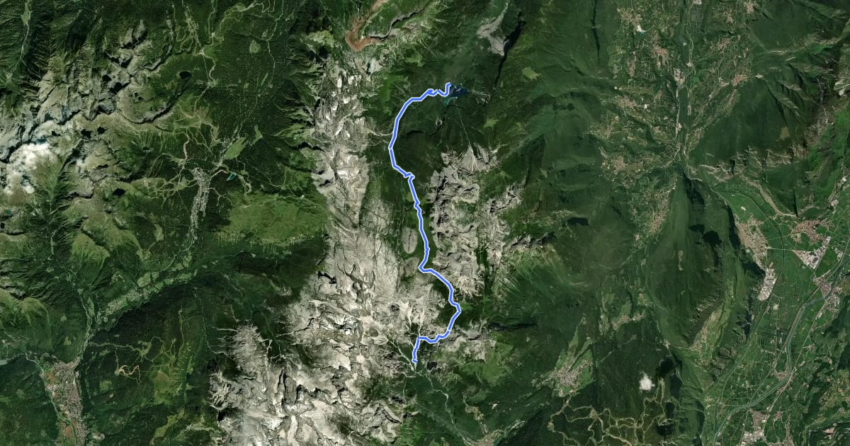 Маршрут Dolomites World Heritage Geotrail 4 на спутниковом снимке