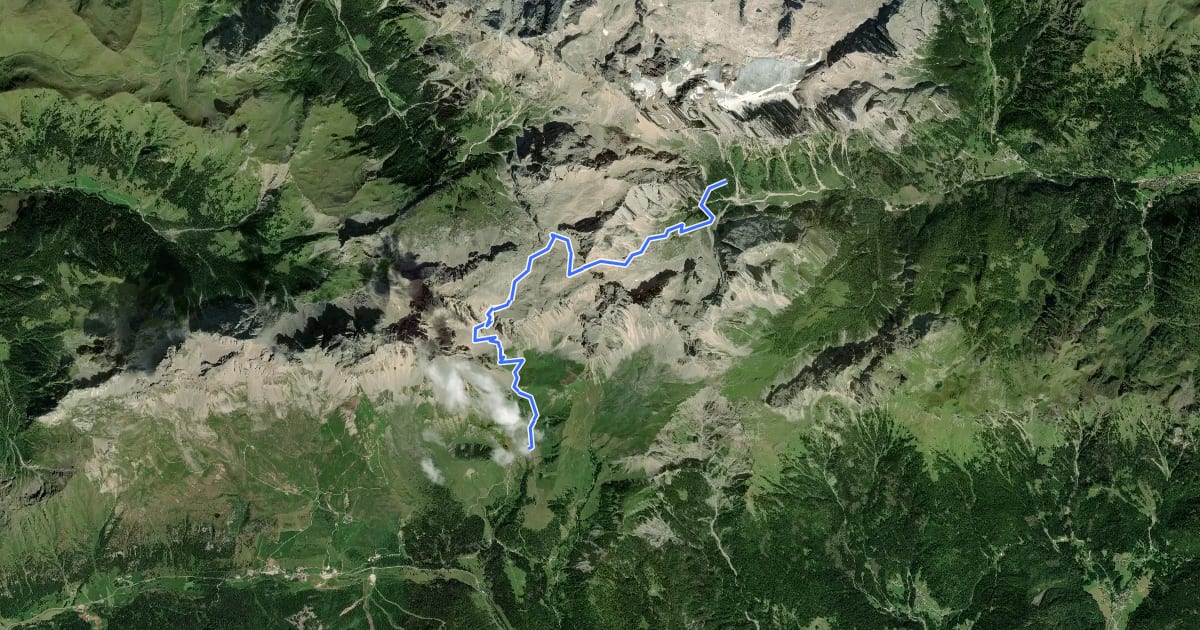 Маршрут Dolomites World Heritage Geotrail 40 на спутниковом снимке