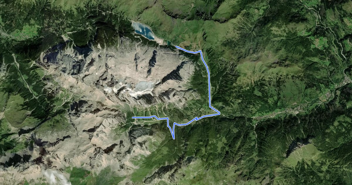 Маршрут Dolomites World Heritage Geotrail 41 на спутниковом снимке