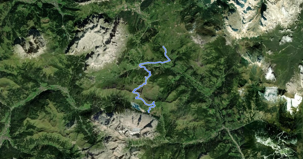 Маршрут Dolomites World Heritage Geotrail 42 на спутниковом снимке