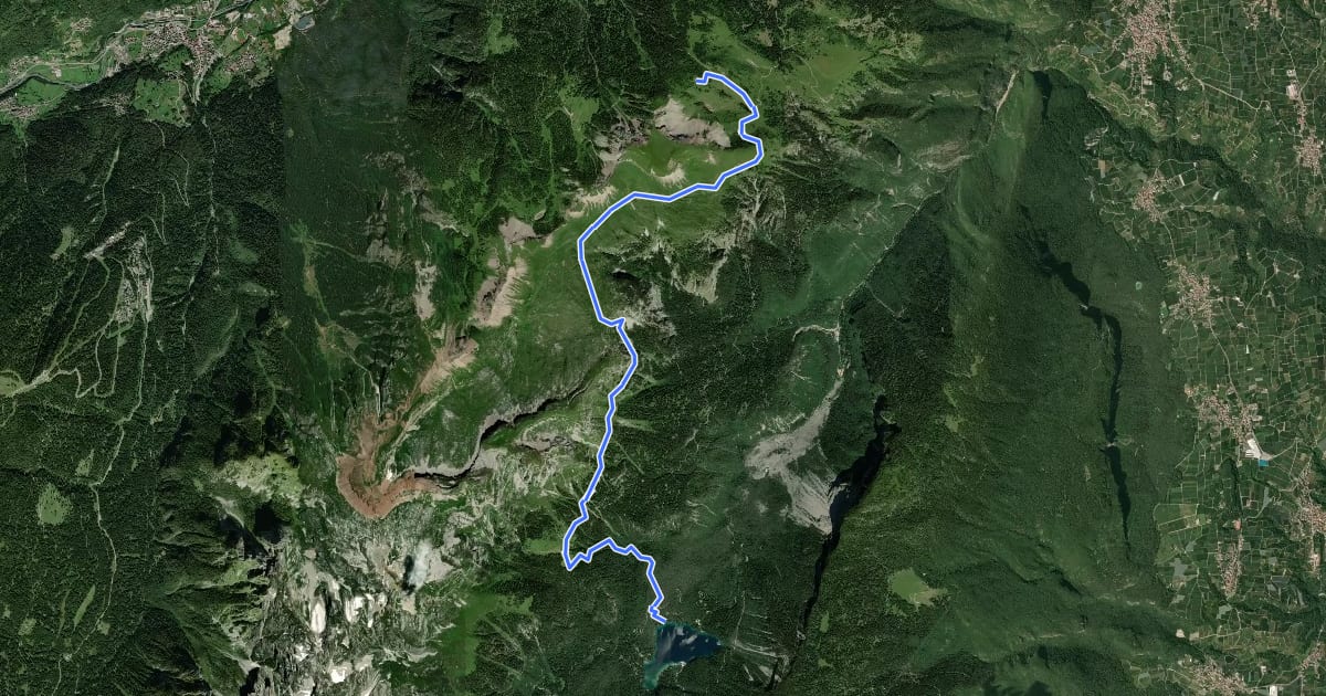 Маршрут Dolomites World Heritage Geotrail 5 на спутниковом снимке
