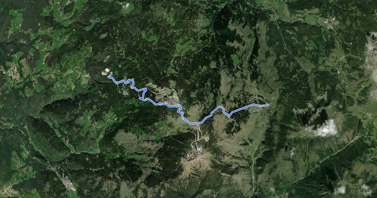 Маршрут Dolomites World Heritage Geotrail 7 на спутниковом снимке