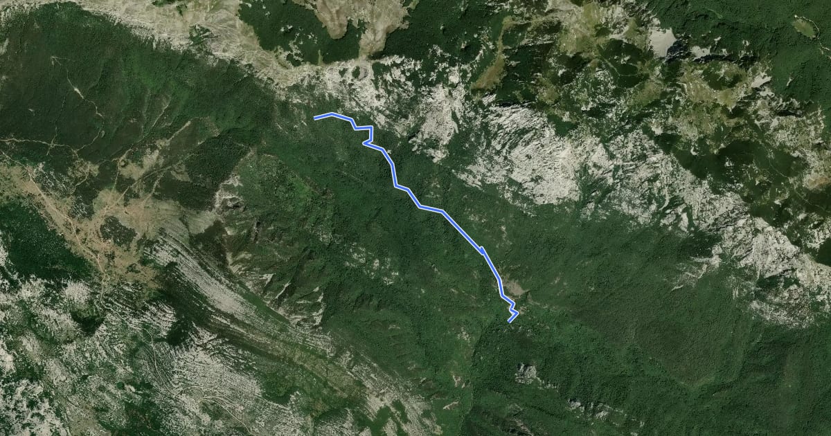 Маршрут Dom u Velikoj Paklenici - Krajni brig на спутниковом снимке