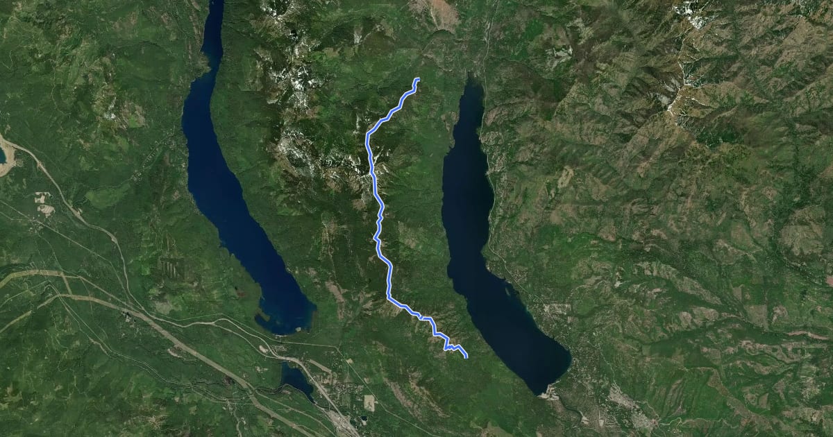 Маршрут Domerie Peak Trail на спутниковом снимке