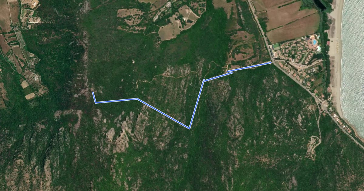 Маршрут Domus de Janas di Monte Arista and Nuraghe Is Follas на спутниковом снимке