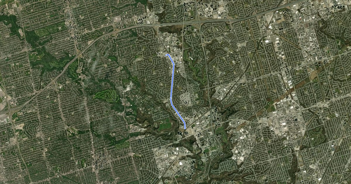 Маршрут Don Mills Trail на спутниковом снимке