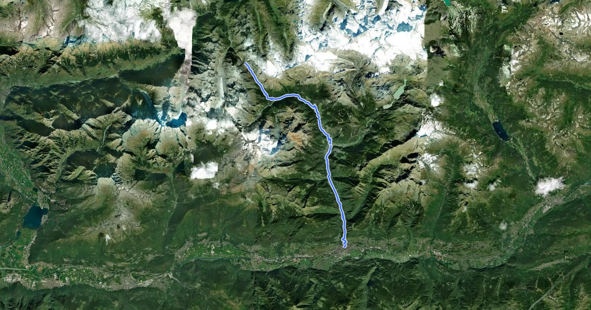 Маршрут Don Nicolò to Passo del Muretto на спутниковом снимке