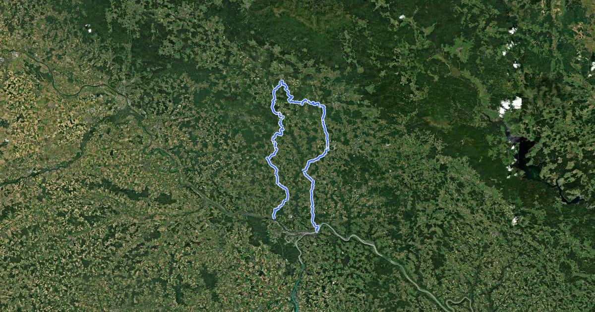 Маршрут Donau-Bayerwald-Route на спутниковом снимке