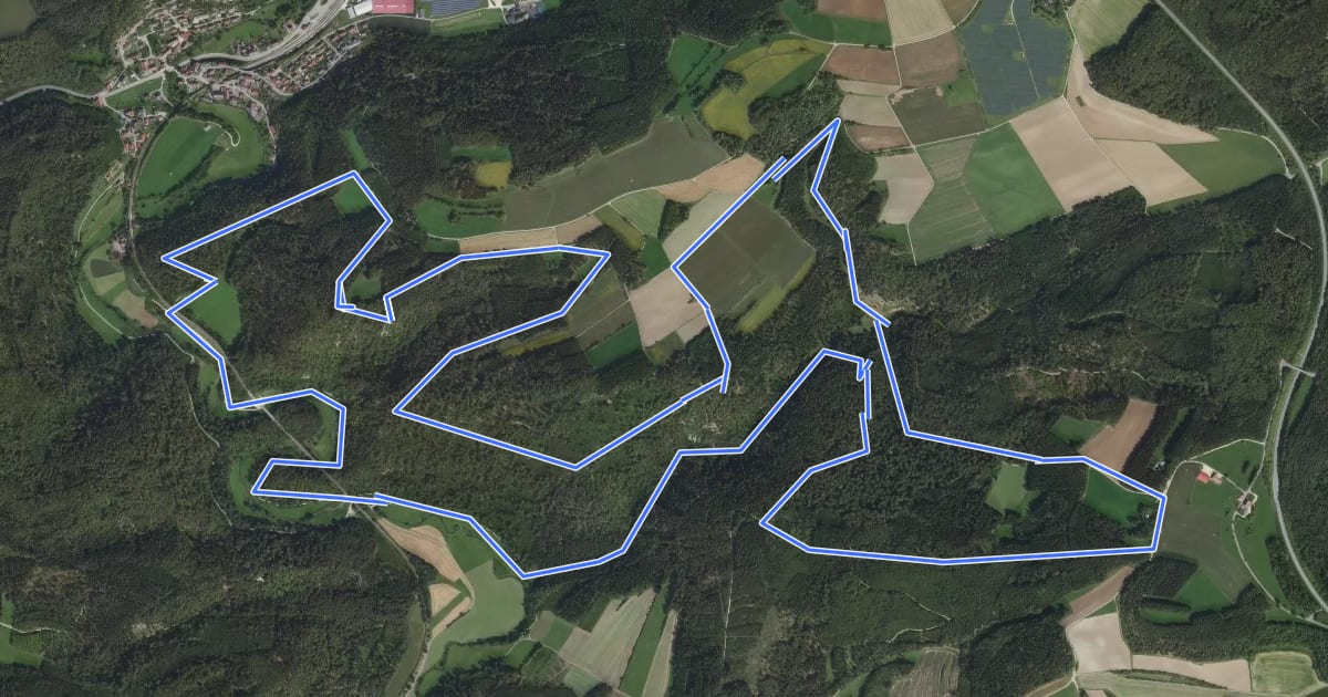Маршрут Donau Felsen Läufe: Wilde Täler - Fürstliche Höhen на спутниковом снимке