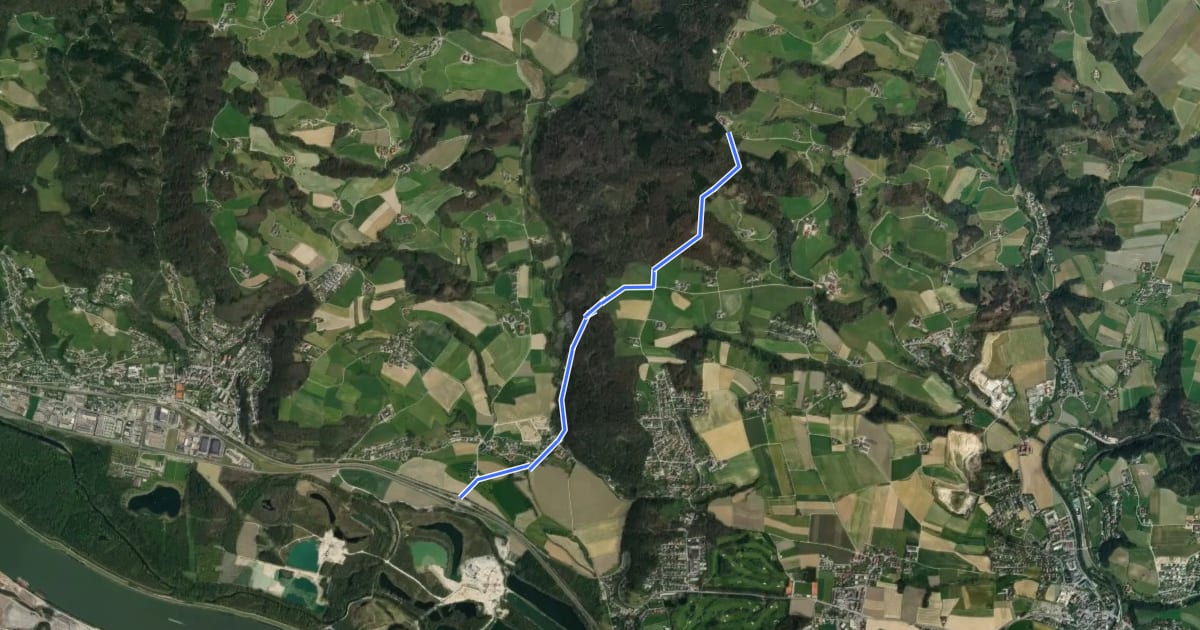 Маршрут Donau-Höhen-Rundwanderweg на спутниковом снимке