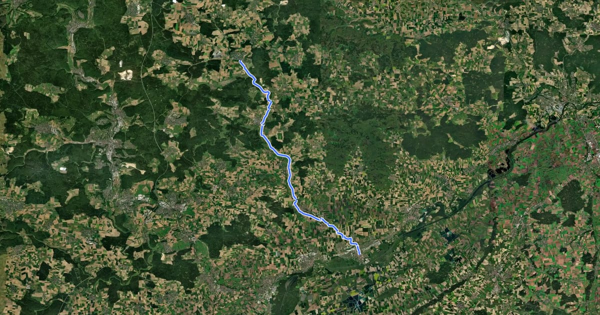 Маршрут Donau-Härtsfeld-Radweg на спутниковом снимке
