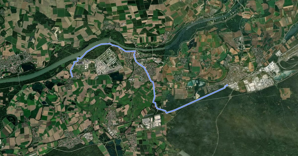 Маршрут Donau-Ilm-Familientour на спутниковом снимке