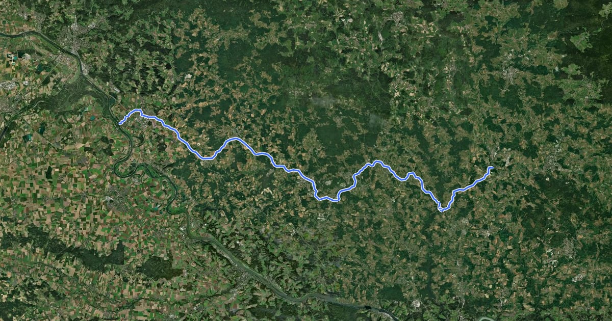 Маршрут Donau-Ilz-Radweg на спутниковом снимке