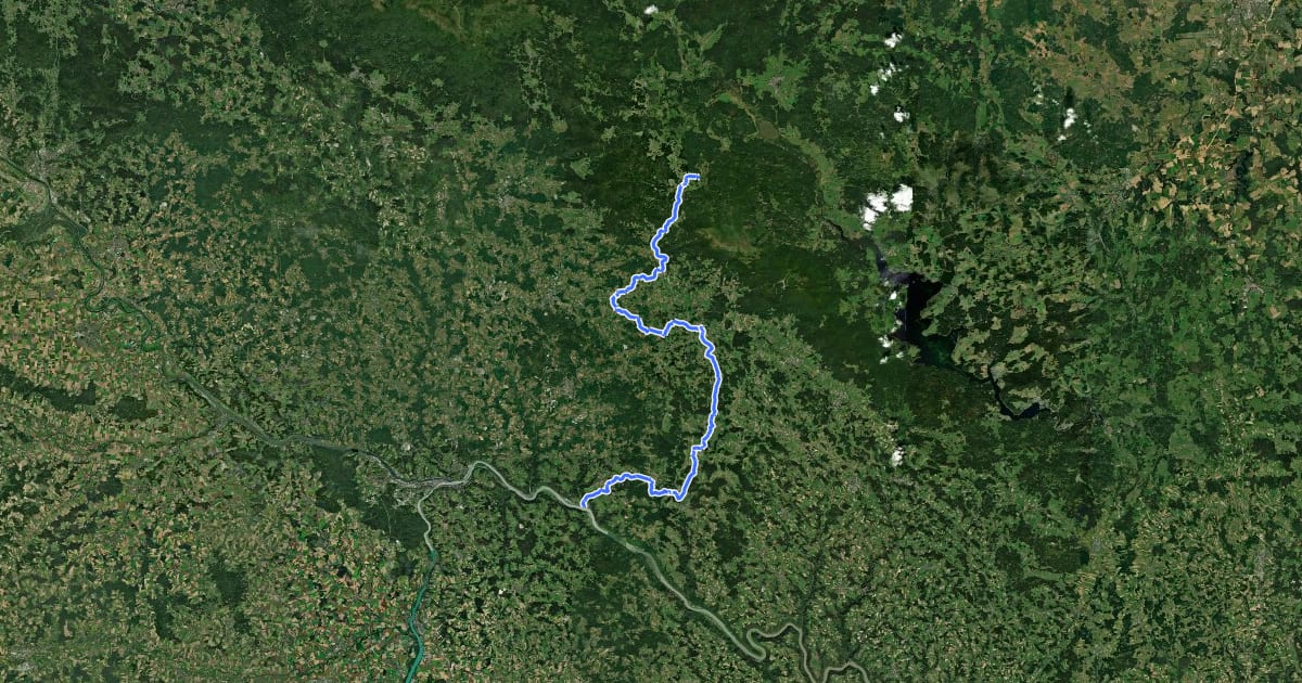 Маршрут Donau-Moldau-Radweg на спутниковом снимке