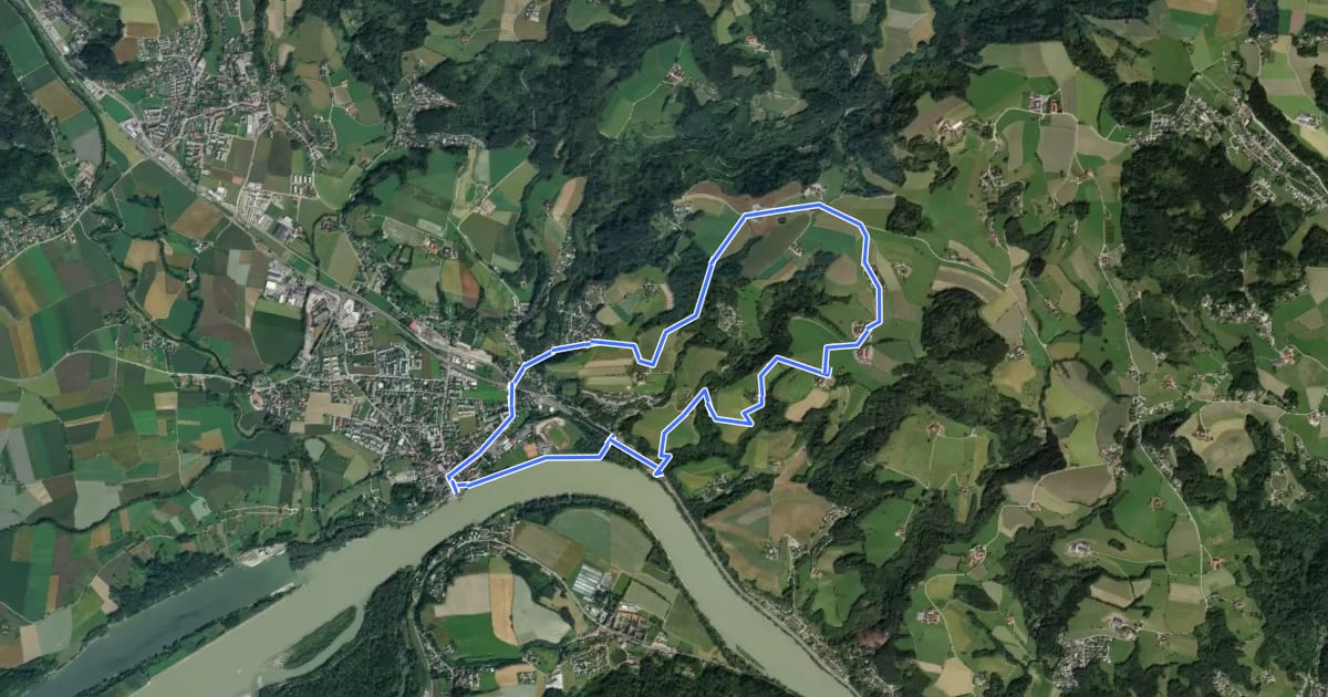 Маршрут Donau Panoramaweg на спутниковом снимке