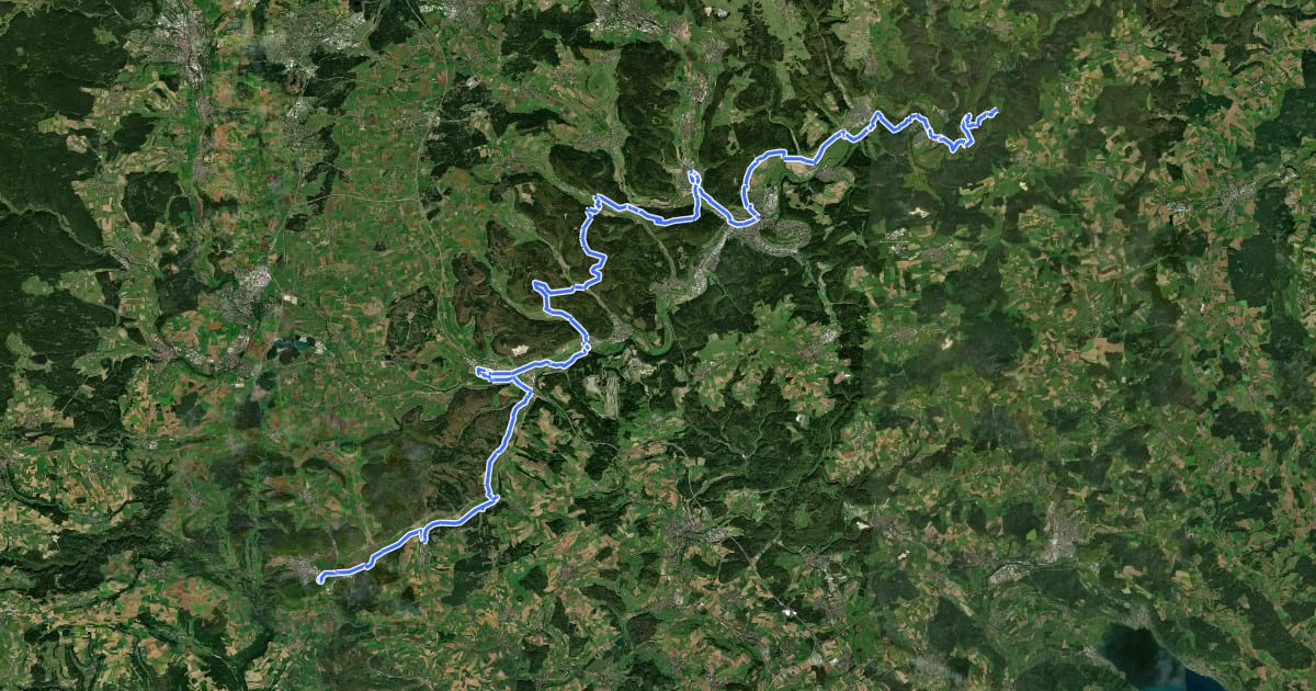 Маршрут Donau-Randen-Pilgerweg на спутниковом снимке