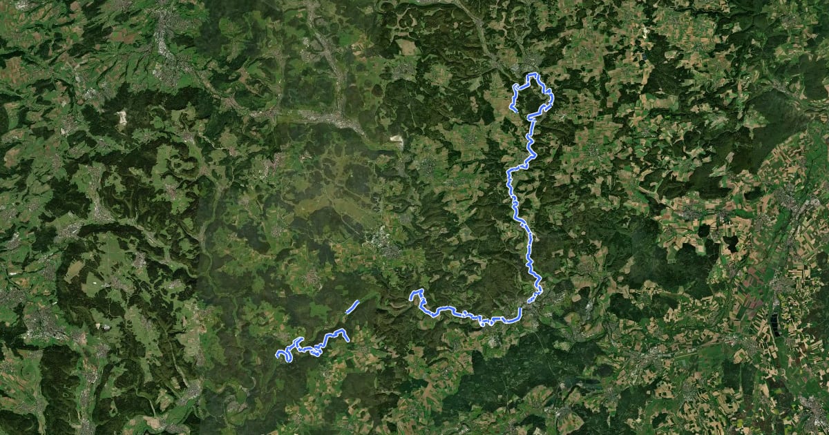 Маршрут Donau-Zollernalb-Weg на спутниковом снимке
