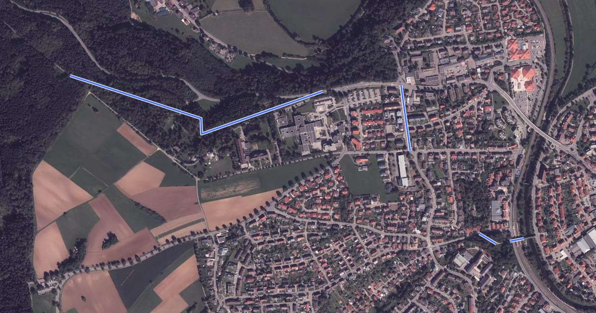 Маршрут Donaueschingen Siedlersteg - Alte Wolterdinger Straße на спутниковом снимке