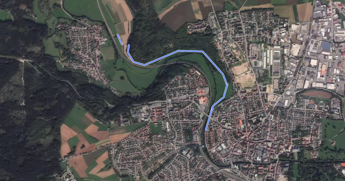 Маршрут Donaueschingen Siedlersteg - Haltepunkt Aufen на спутниковом снимке