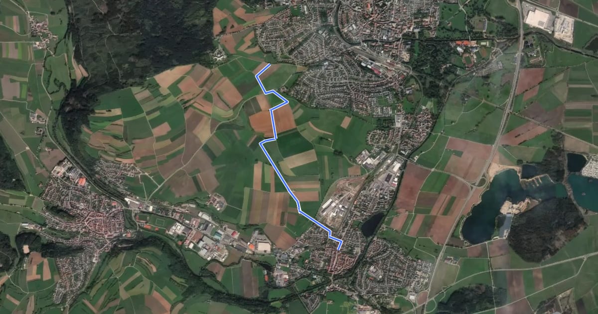 Маршрут Donaueschingen SSC-Sportplatz - Hüfingen Stadtkirche на спутниковом снимке