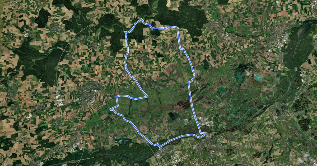 Маршрут Donaumoos - Schwäbisches Donautal - Route 4 на спутниковом снимке