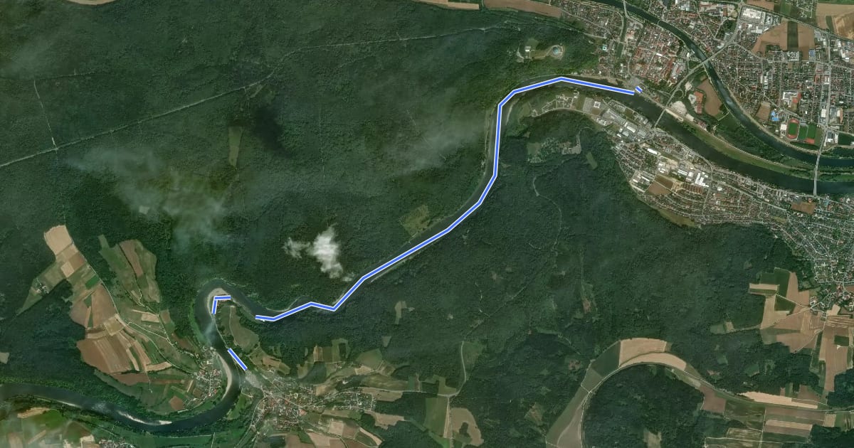 Маршрут Donauradweg - Fähre Weltenburg-Kelheim на спутниковом снимке