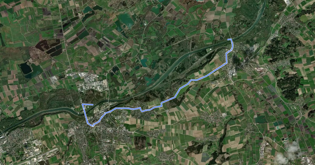 Маршрут Donauradweg - Nebenroute Günzburg-Offingen на спутниковом снимке