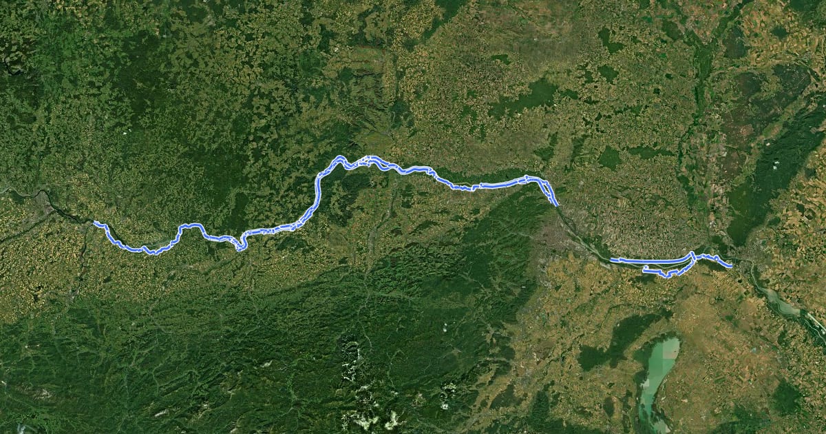 Маршрут Donauradweg (Niederösterreich) на спутниковом снимке
