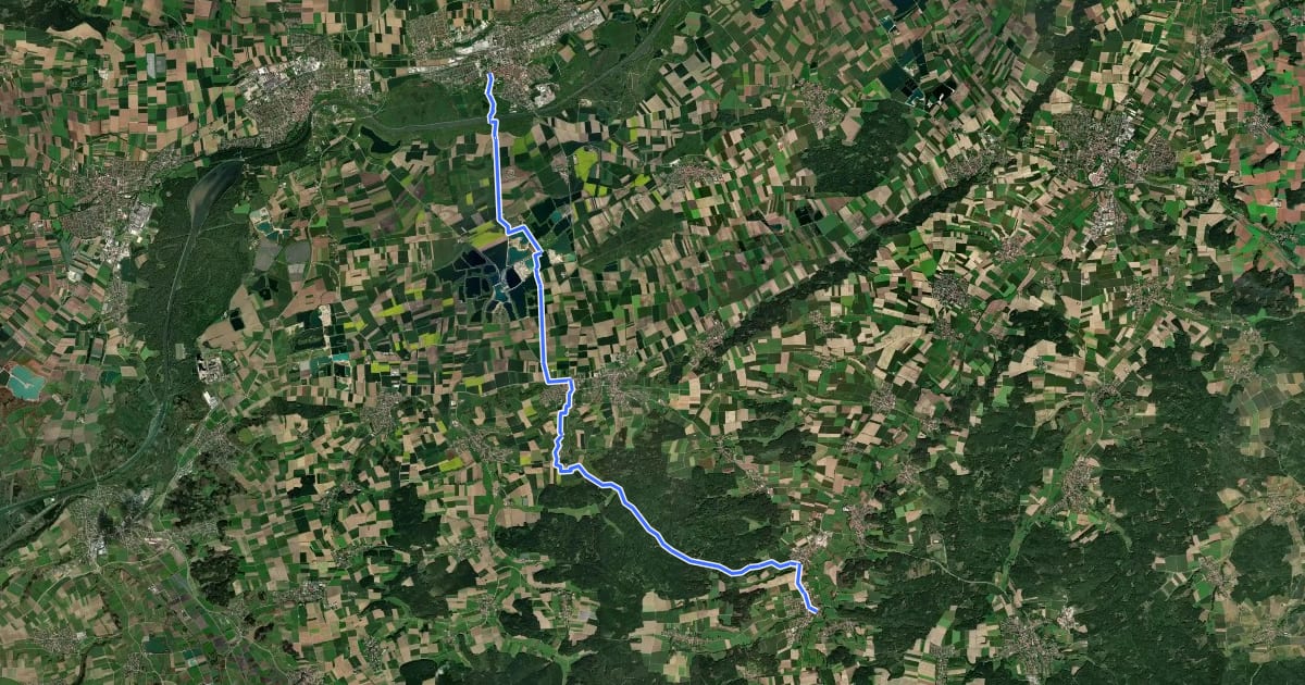 Маршрут Donauried-Radweg на спутниковом снимке