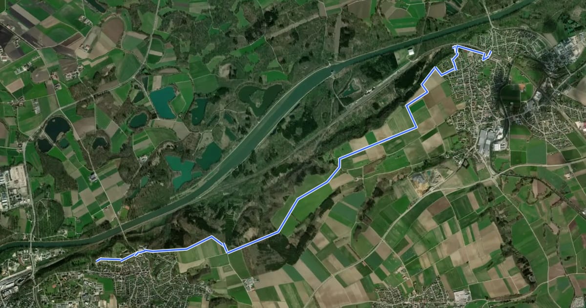 Маршрут DonAUwald Umleitung Etappe 1 на спутниковом снимке