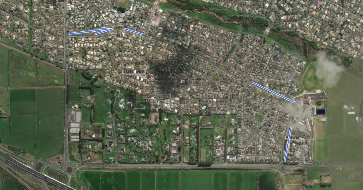 Маршрут Doncaster Shared Path на спутниковом снимке