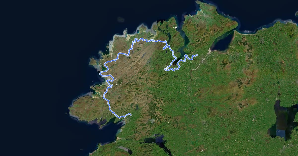 Маршрут Donegal Cycle Route на спутниковом снимке