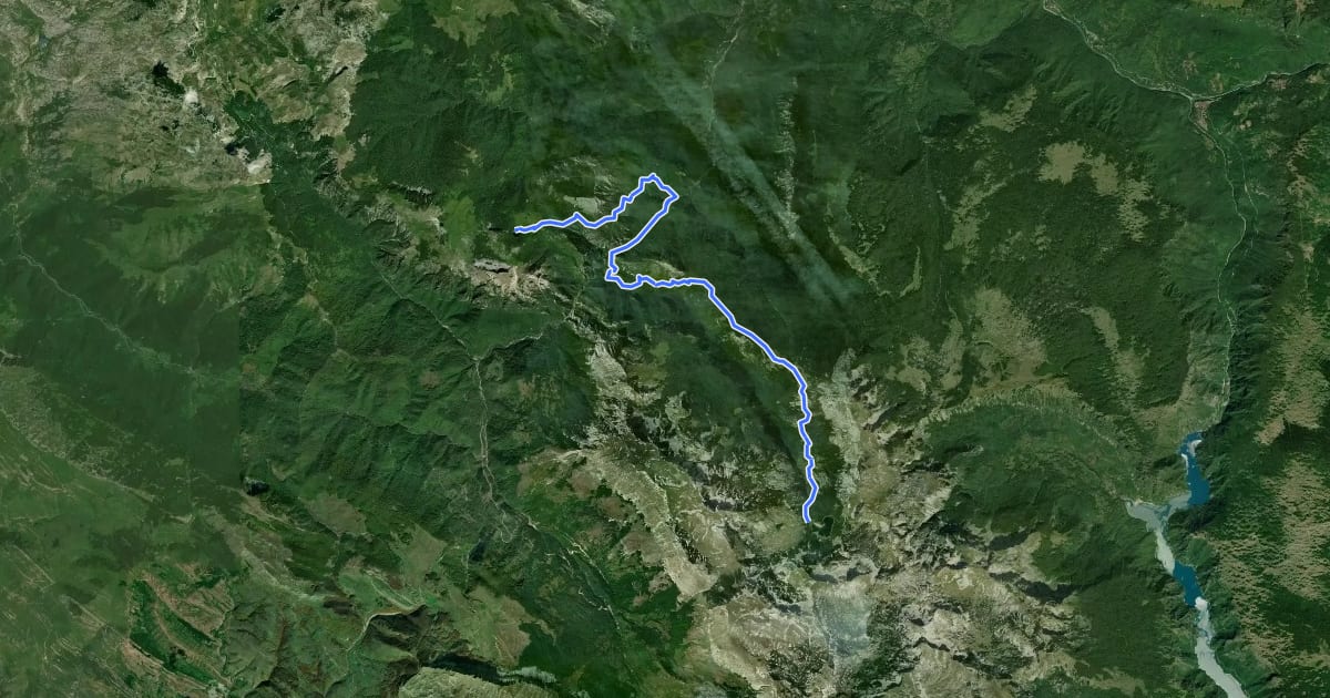 Маршрут Donje Bare preko Suhe i Prijevora do Trnovačkog jezera на спутниковом снимке
