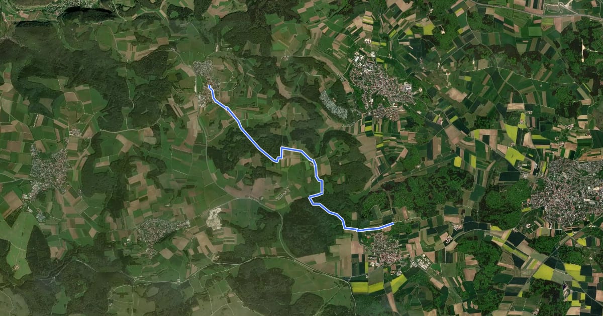 Маршрут Donnstetten - Feldstetten на спутниковом снимке