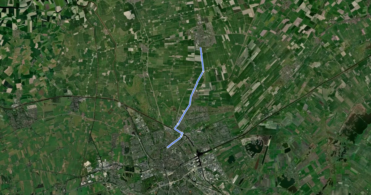 Маршрут Doorfietsroute Bedum - Groningen на спутниковом снимке