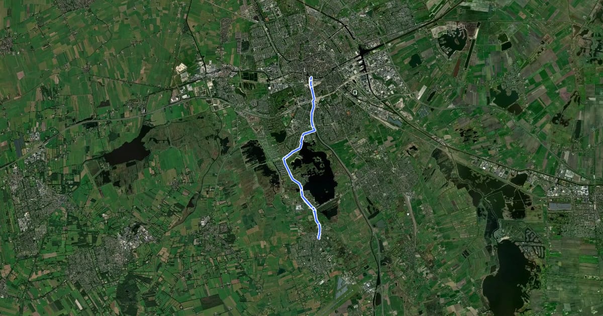 Маршрут Doorfietsroute Eelde/Paterswolde - Groningen на спутниковом снимке