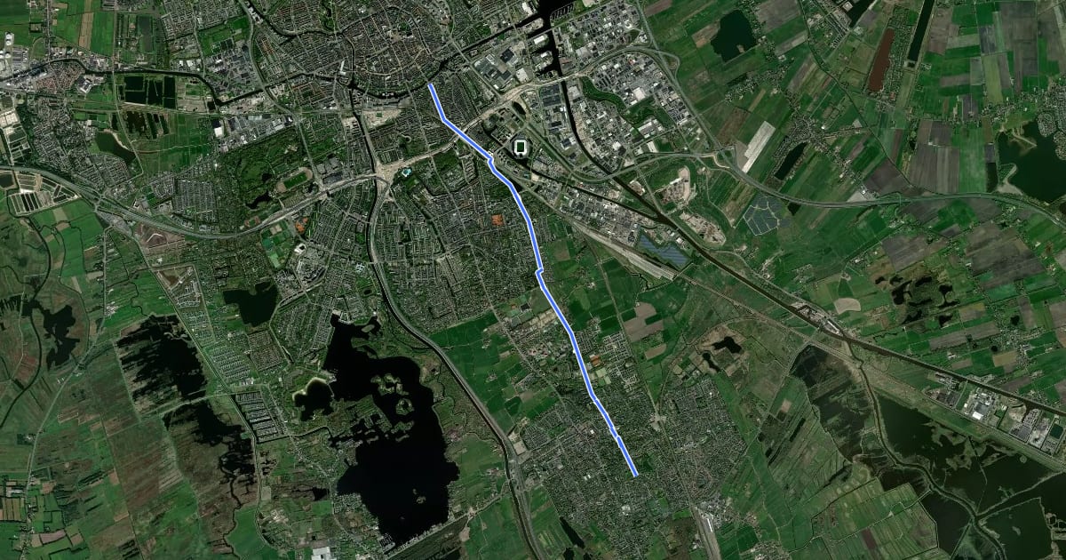 Маршрут Doorfietsroute Groningen - Zuidlaren на спутниковом снимке