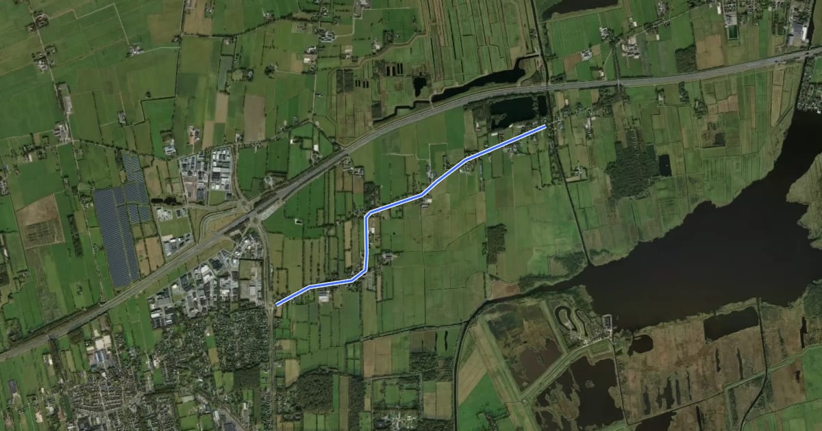 Маршрут Doorfietsroute Tolbert - Groningen на спутниковом снимке