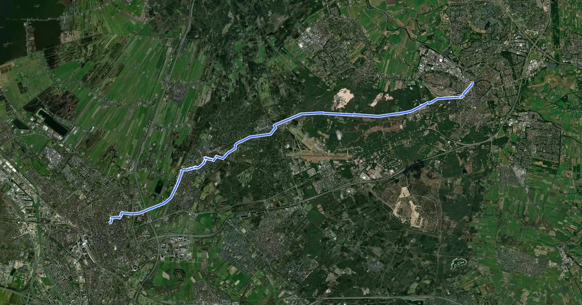 Маршрут Doorfietsroute Utrecht - Amersfoort на спутниковом снимке
