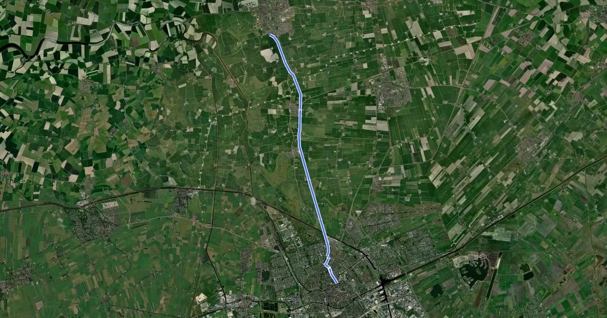 Маршрут Doorfietsroute Winsum - Groningen на спутниковом снимке