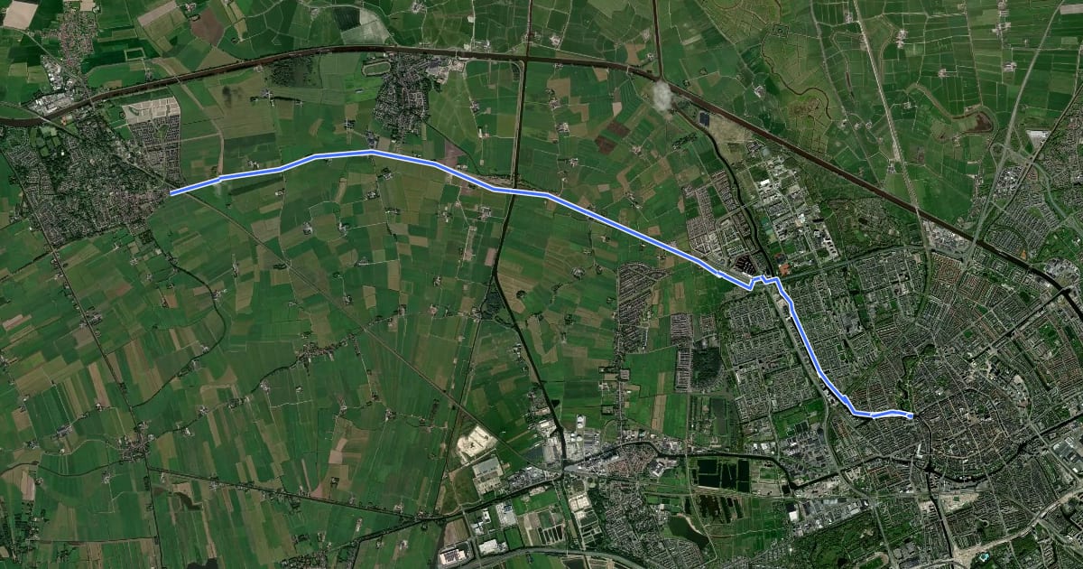 Маршрут Doorfietsroute Zuidhorn - Groningen на спутниковом снимке