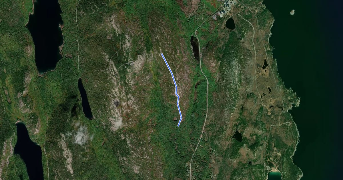 Маршрут Dorr Mountain South Ridge Trail на спутниковом снимке
